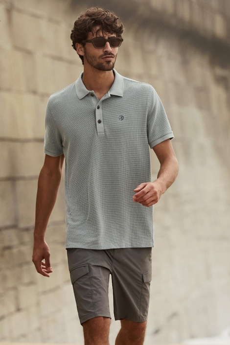 Cast Iron short sleeve r-neck two tone waffl